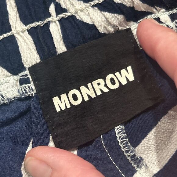 Monrow Pants Womens Medium Jogger USA Stretch Rayon Pull on Pockets Leaf Print - Picture 2 of 8